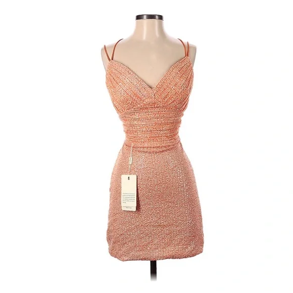 Oh Polly | Dresses | Shimmer Orange Dress Low Cut Showpo Sabo Princess Polly  Hello Molly Superdown | Poshmark